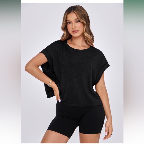 Black Women's Crop Top with Crisscross Back - Picture 3 of 3